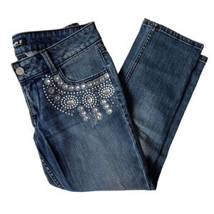 Allen B. Cropped Bedazzled Embellished Denim Jeans - Women’s 6